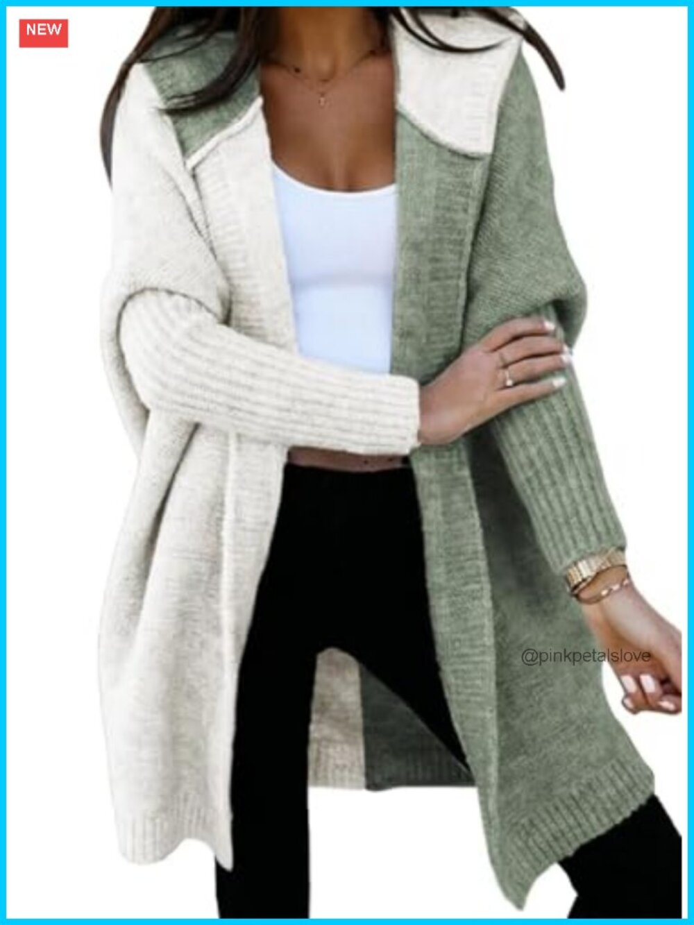 Hooded Knit Cardigan Sweater Open Front Long Sleeve Casual Fall